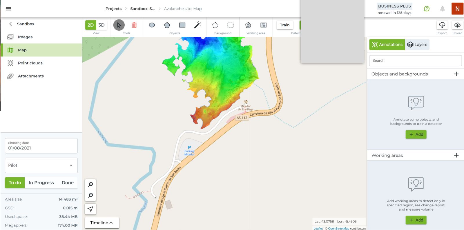 The old survey map interface