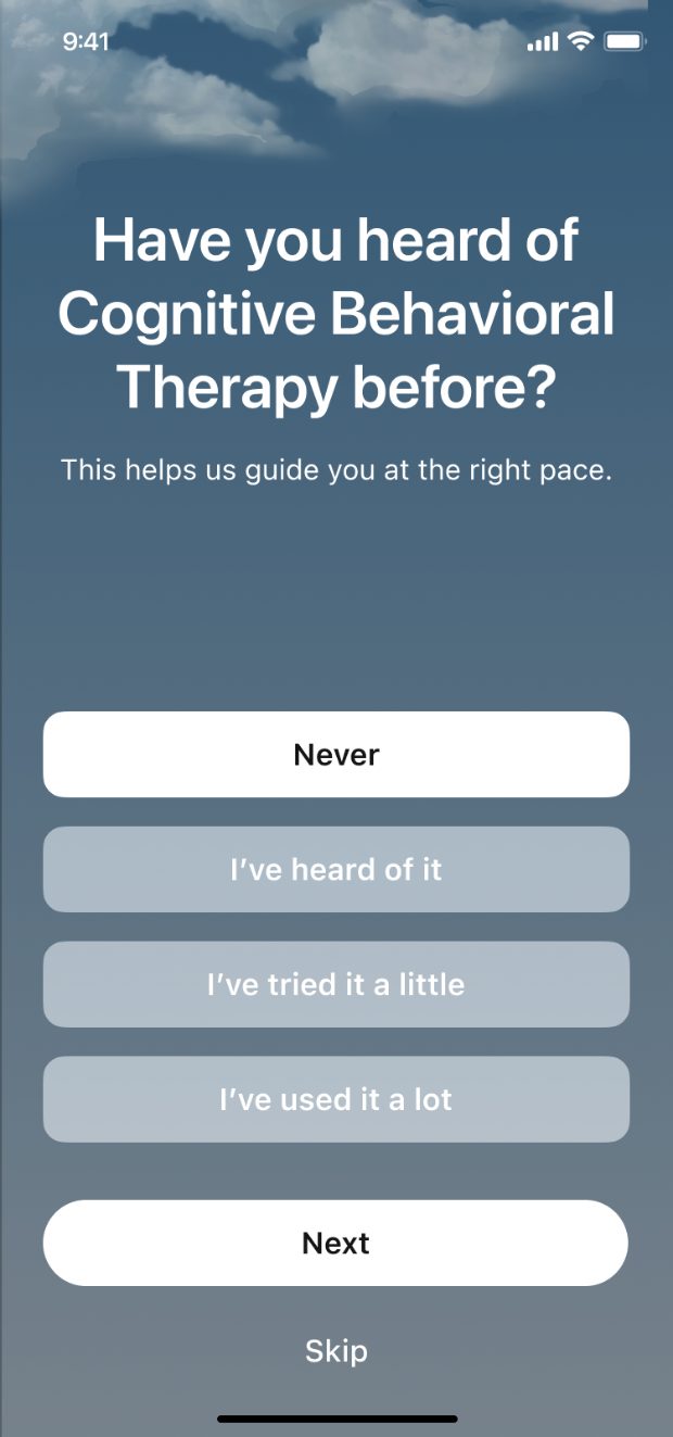 Before — CBT familiarity